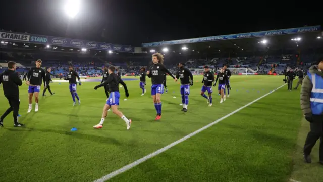 Leicester warming up