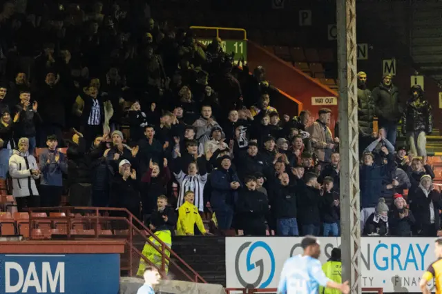 A general view of Dunfermline fans during a cinch Championship match between Partick Thistle and Dunfermline at the Wyre Stadium at Firhill, on February 23, 2024, in Glasgow, Scotland.