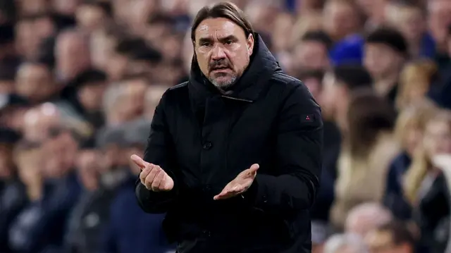 Leeds boss Daniel Farke on the touchline