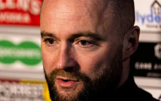 Dunfermline manager James McPake speaks to the media before a cinch Championship match between Partick Thistle and Dunfermline at the Wyre Stadium at Firhill, on February 23, 2024, in Glasgow, Scotland.