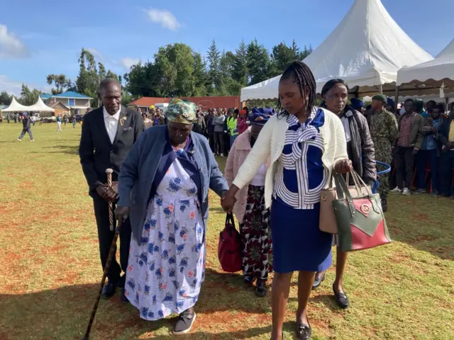 People arriving for the funeral