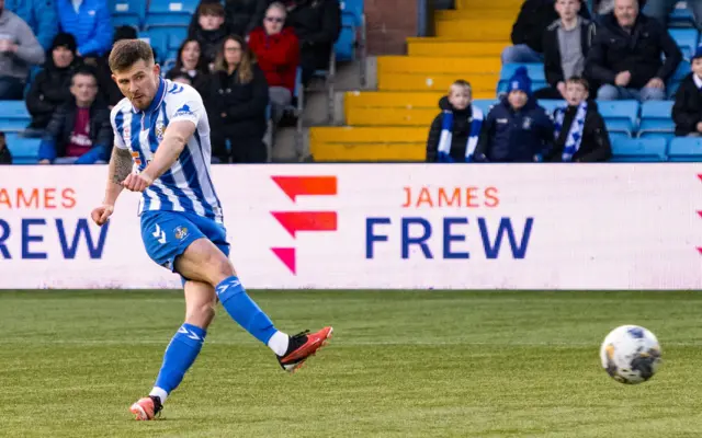 Matty Kennedy scores for Kilmarnock against Aberdeen.