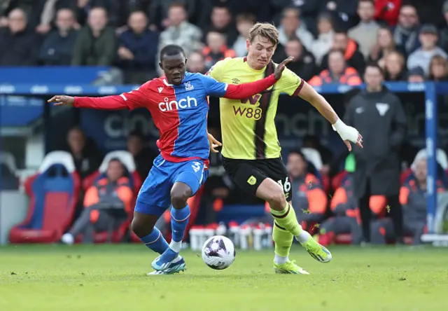 Crystal Palace's Tyrick Mitchell and Burnley's Sander Berge