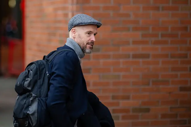 Manager Erik ten Hag of Manchester United arrives a