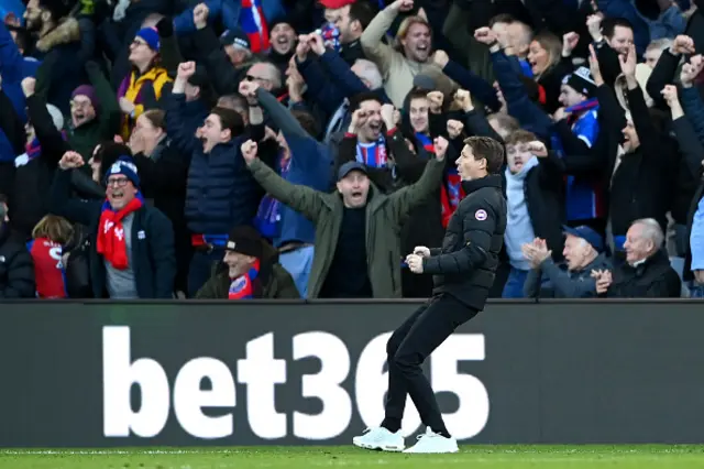 : Oliver Glasner, Manager of Crystal Palace, celebrates