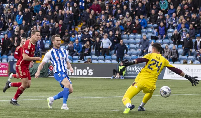 Marley Watkins scores for Kilmarnock against Aberdeen in October