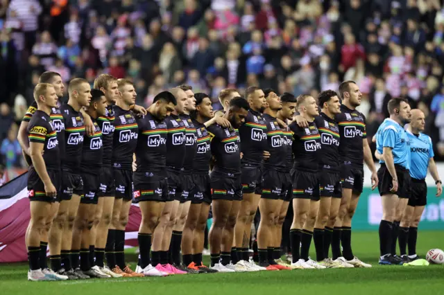 Penrith Panthers line up before kick-off