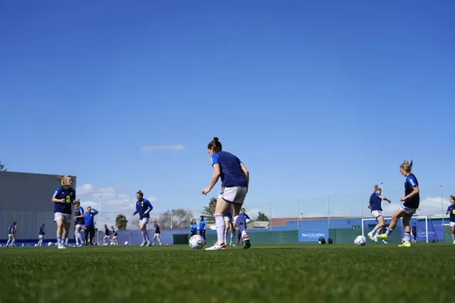 Scotland players warming up