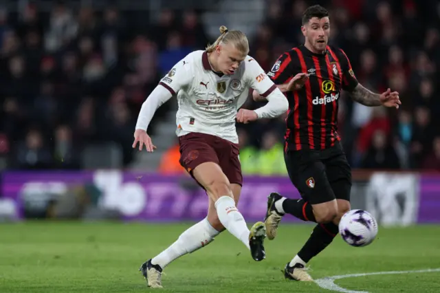Erling Haaland has a shot