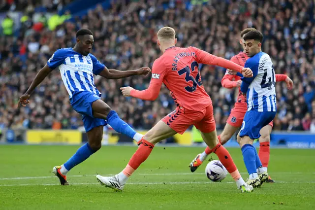 Danny Welbeck of Brighton & Hove Albion shoots