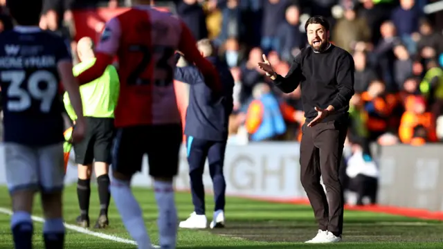 Southampton boss Russell Martin on the touchline