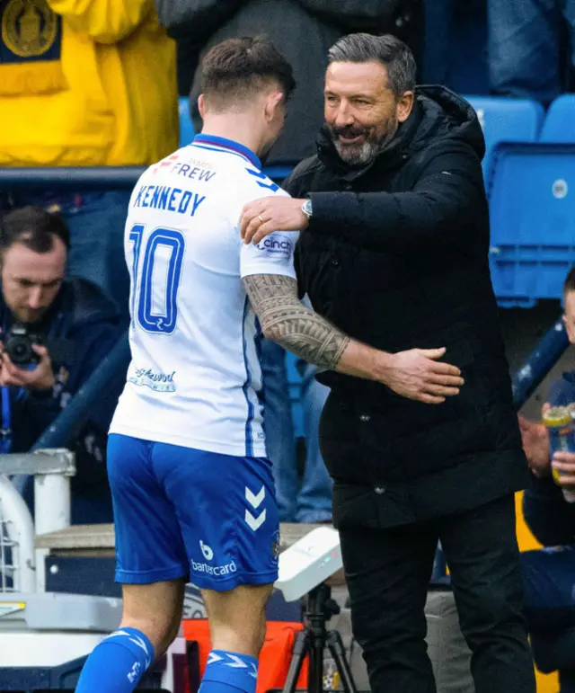 Kilmarnock's Matty Kennedy with manager Derek McInnes