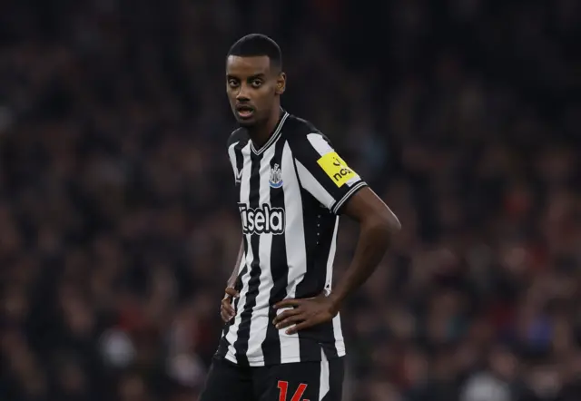 Alexander Isak looks on