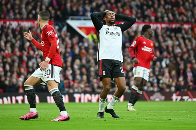 Alex Iwobi of Fulham reacts after a missed chance