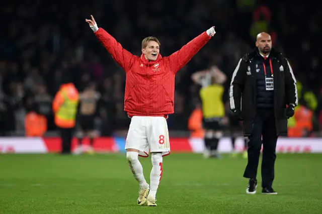 Martin Odegaard of Arsenal celebrates victory