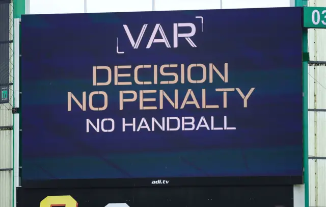 A VAR decision on the screen at Easter Road