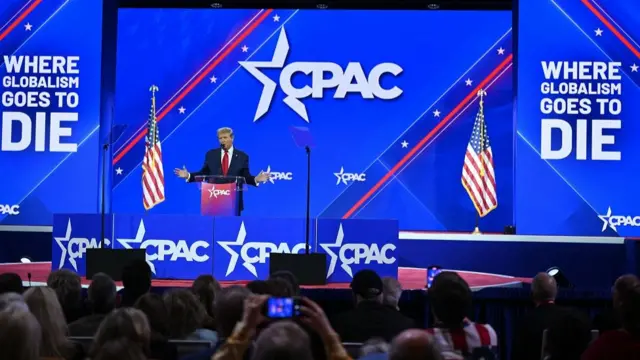 Former US President and 2024 presidential hopeful Donald Trump speaks during the annual Conservative Political Action Conference (CPAC) meeting on February 24, 2024, in National Harbor, Maryland.