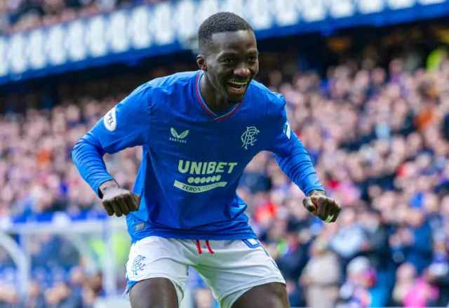 Rangers midfielder Mohamed Diomande celebrates