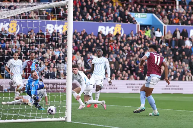 Ollie Watkins of Aston Villa scores