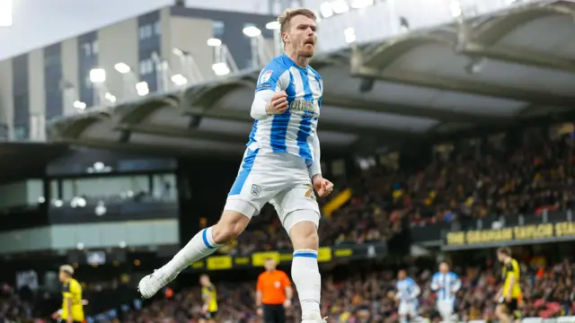 Danny Ward celebrates scoring for Huddersfield