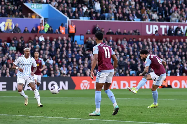 Douglas Luiz of Aston Villa scores his team's second goal