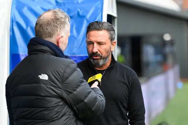 Kilmarnock manager Derek McInnes speaking to BBC Scotland reporter Martin Dowden