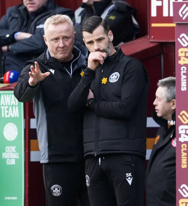 Motherwell assistant Stephen Frail with manager Stuart Kettlewell