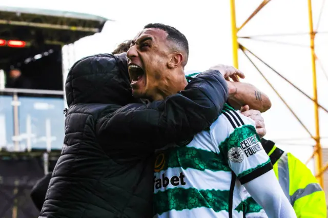 Celtic forward Adam Idah celebrating