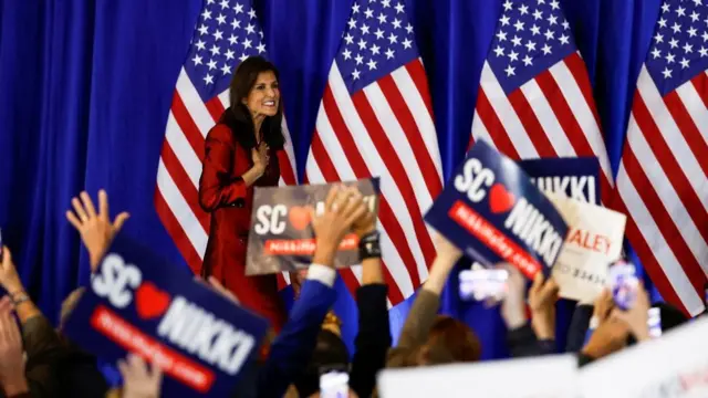 Republican presidential candidate and former U.S. Ambassador to the United Nations Nikki Haley hosts a watch party during the South Carolina Republican presidential primary election in Charleston, South Carolina, U.S. February 24, 2024.