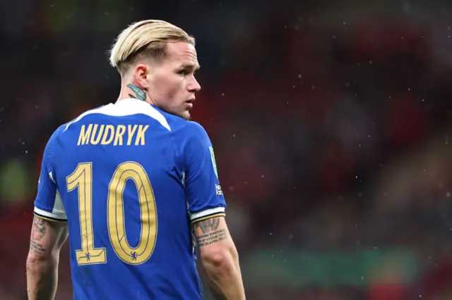 Mykhaylo Mudryk of Chelsea during the Carabao Cup Final match between Chelsea and Liverpool at Wembley Stadium