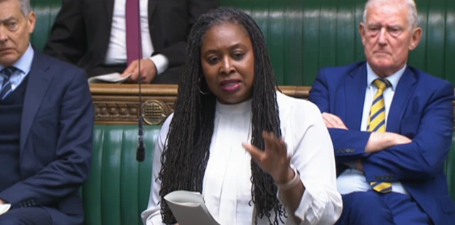 MP Dawn Butler speaking in Parliament and gesticulating