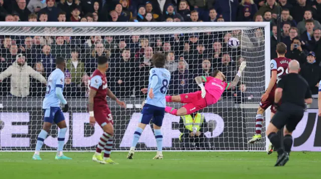 Emerson's strike hitting the top corner