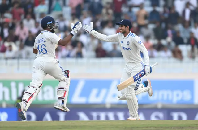 Shubman Gill and Dhruv Jurel celebrate