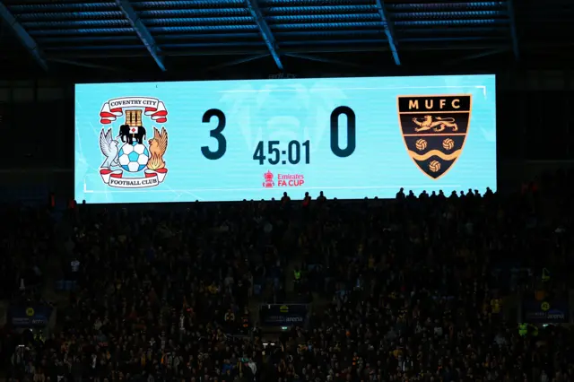 Scoreboard at the CBS Arena