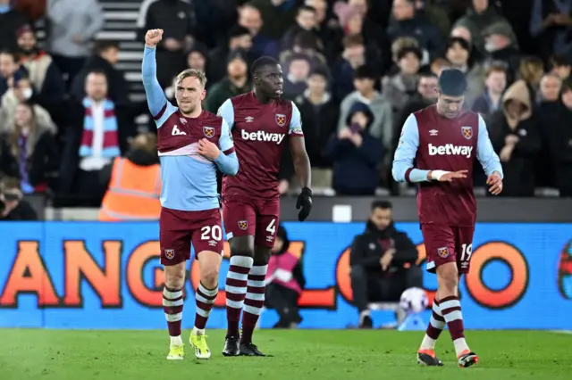 Jarrod Bowen celebrates scoring for West Ham