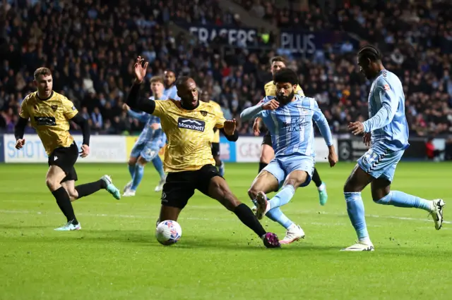 Ellis Simms scores Coventry's second goal against Maidstone