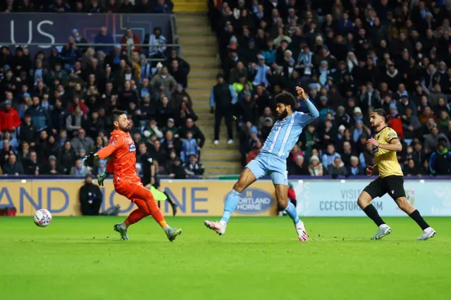 Ellis Simms scores Coventry's first goal against Maidstone