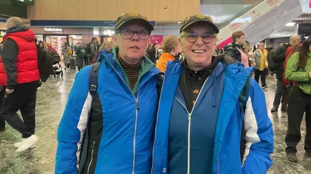 Laura and Ann, Maidstone fans at Euston Station