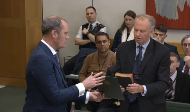 Post Office chief executive Nick Read takes the oath in front of MPs