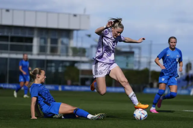 Chelsea Cornet in action for Scotland against Finland