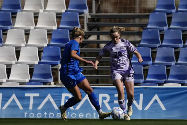 Erin Cuthbert in action against Finland