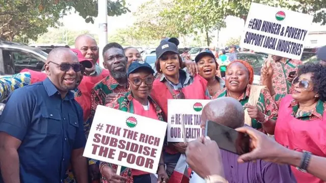 Members of the Nigeria Labour Congress (NLC) trade union umbrella protest over the cost-of-living crisis