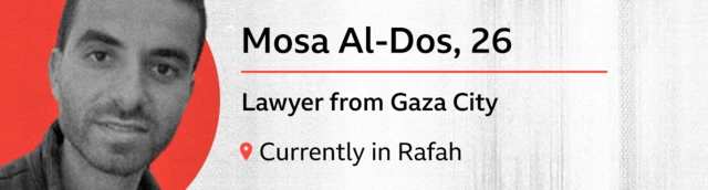 A banner featuring an image of Mosa Al-Dos, with his occupation and location