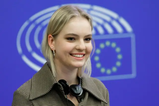 Daria Navalnaya after accepting the Sakharov Prize in Strasbourg on 15 December 2021