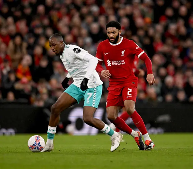 Joe Gomez of Liverpool in action