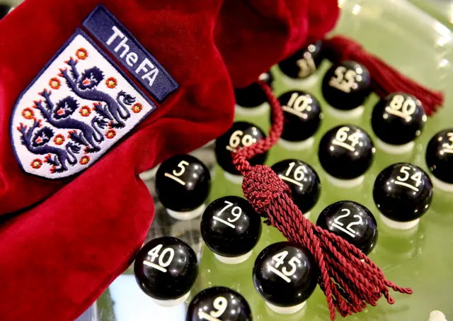 FA Cup draw balls and bag