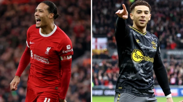 Virgil can Dijk of Liverpool and Che Adams of Southampton - collated image