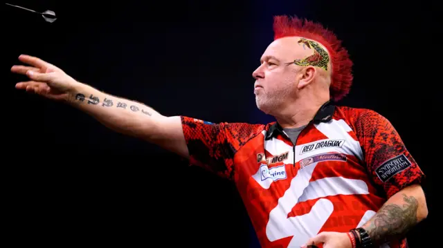 Peter Wright throws a dart