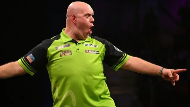 Michael van Gerwen celebrates winning night four in Newcastle