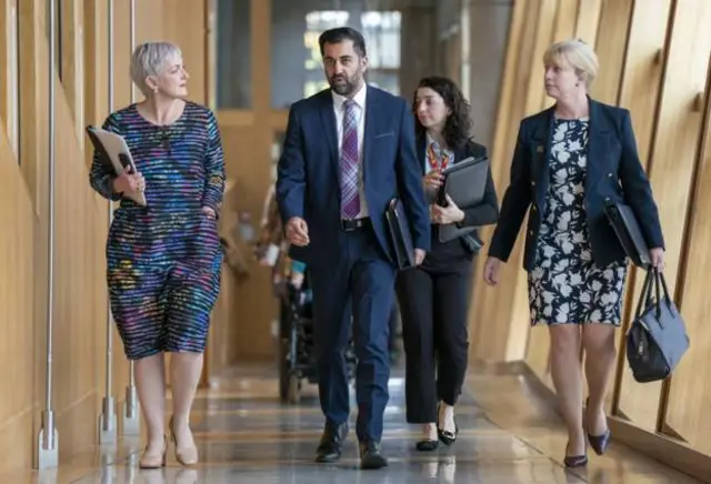 Justice Secretary Angela Constance, First Minister Humza Yousaf and Deputy First Minister Shona Robison,